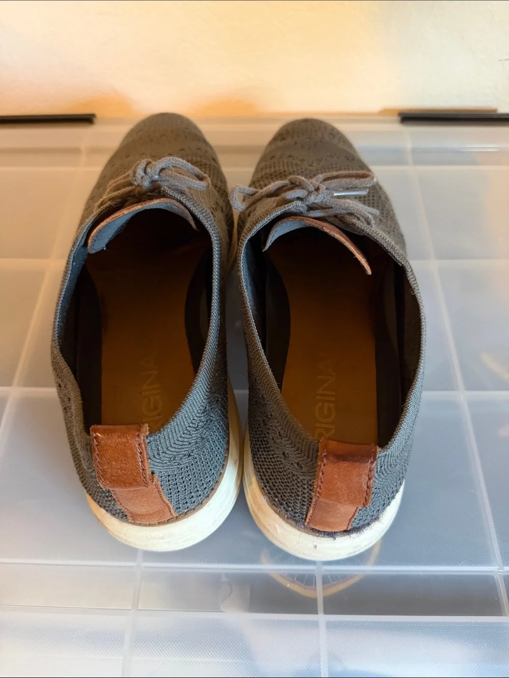 Cole Haan Grey Knit Wingtip Lace-Up Oxfords